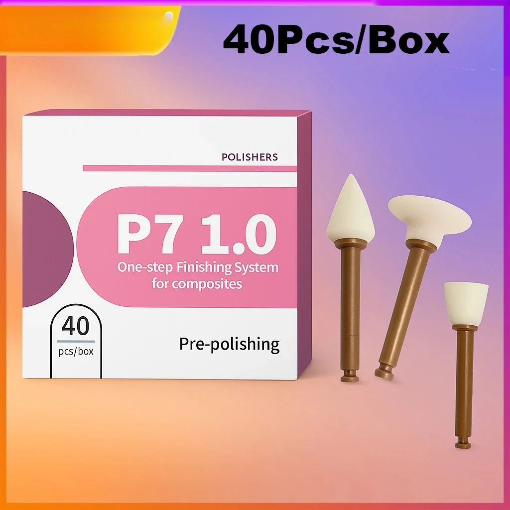 

Высокопроизводительный 40 шт., полировщик для стоматологической смолы P7 1,0, система отделки, противоскользящий хвостовик RA для композитного полировки, использования в стоматологике