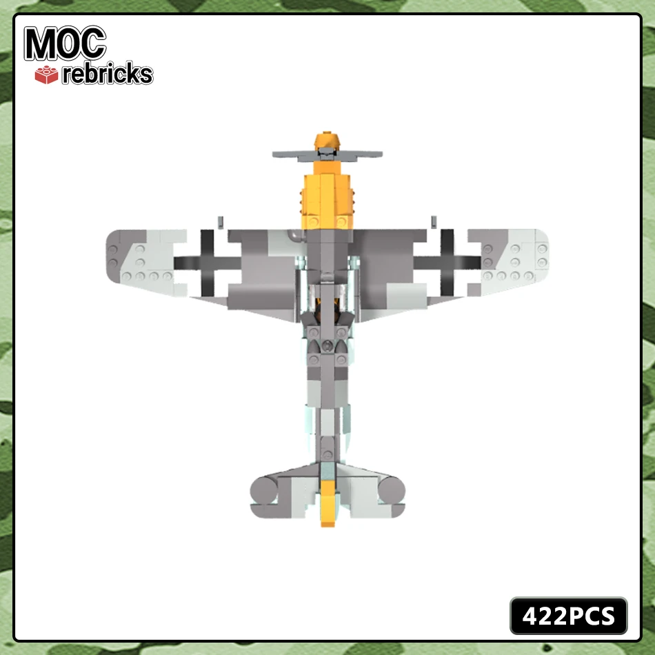 MOC Space War Series Model klocków konstrukcyjnych Messerschmitt BF 109E-4 Zestaw broni lotniczych Oryginalność DIY Prezent dla dzieci Zabawki edukacyjne