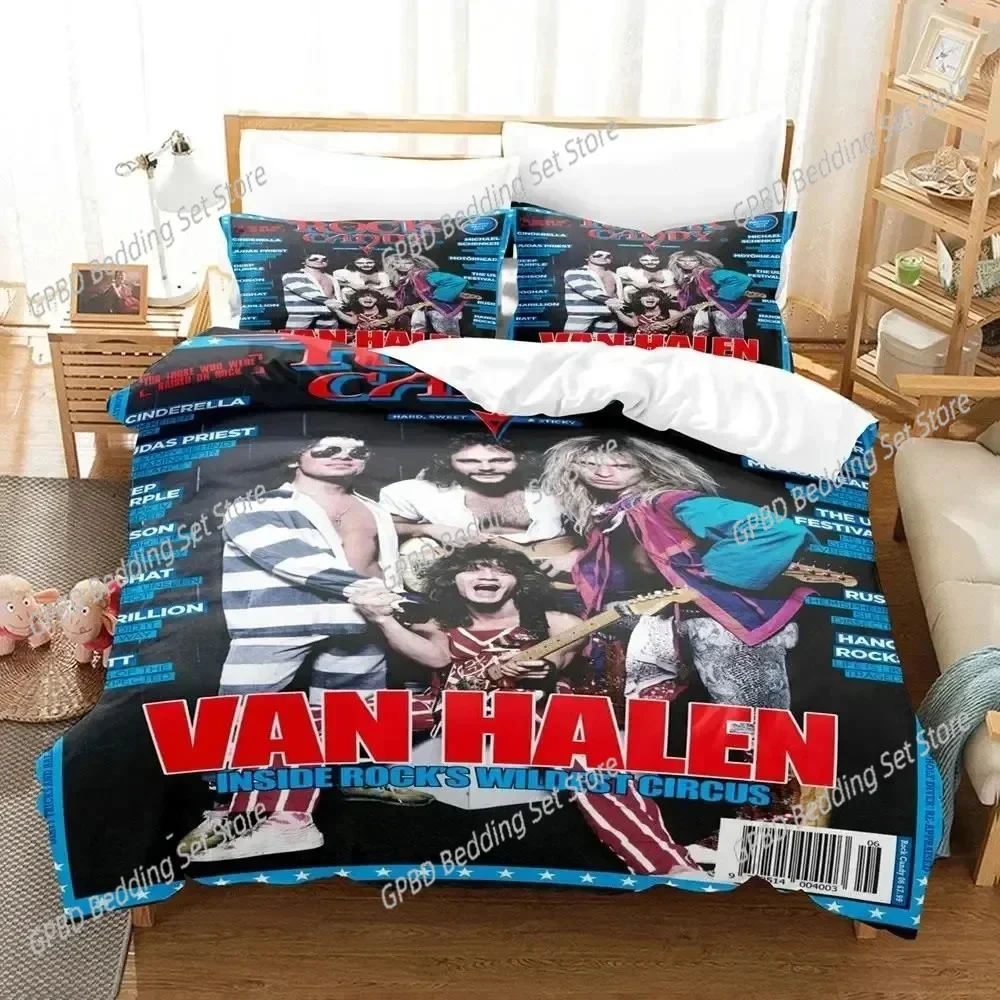 3D Print Singer Eddie Van Halen Bedding Set Duvet Cover Bed Set Quilt Cover Pillowcase Comforter king Queen Size Boys Adult