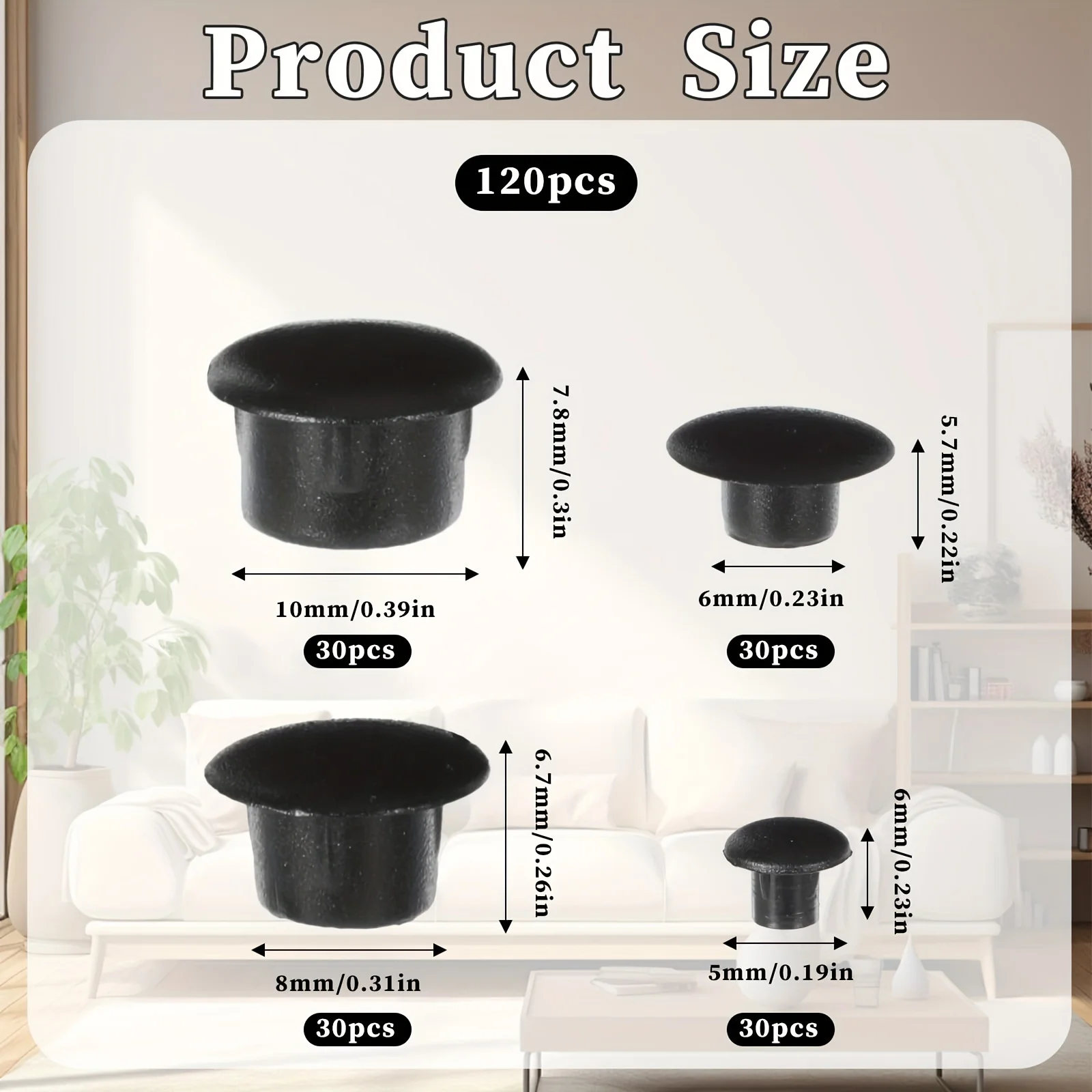 Plastic Hole Plug for Wardrobe Furniture Cabinet - 5/6/8/10mm Screw Eye Decorative Cover Caps Wardrobe Plug Hole Plug Screw Caps