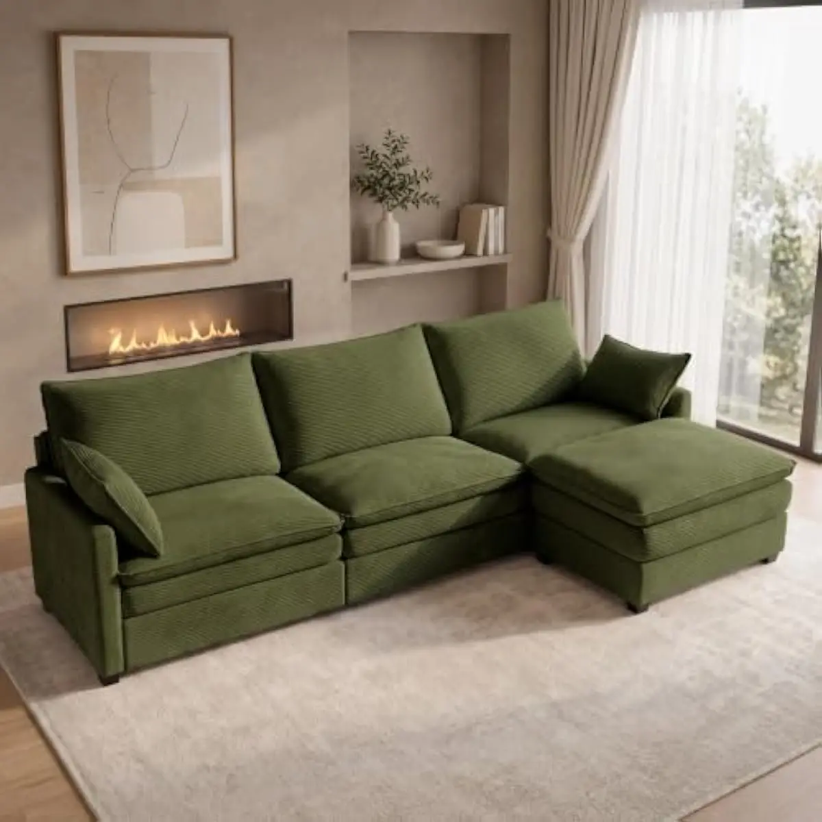 111.4' L Shaped Sofa Modular Sectional Cloud Couch with Ottoman