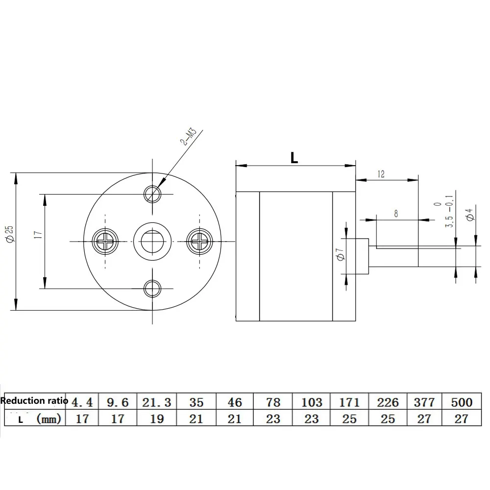 25mm Gear reducer JGA25 motor gearbox all metal gear reducer suitable for 280/310/370/3525 motors