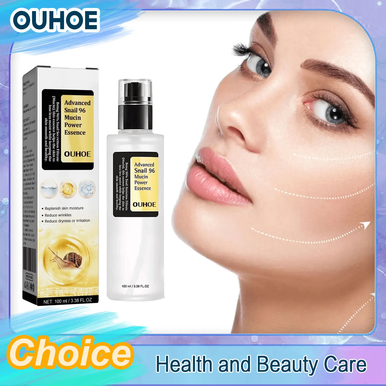 

Snail Mucin Power Repairing Essence Anti Aging Face Serum Dark Spots Acne Treatment Shrink Pores Nourishing Sensitive Skin Care