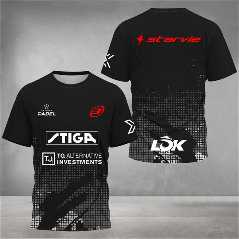 2024 Stijlvolle Bedrukte Padel Jersey Ademende Sneldrogende Tennis Korte Mouw T-Shirt Big Size Heren Sportkleding Fitness Kleding