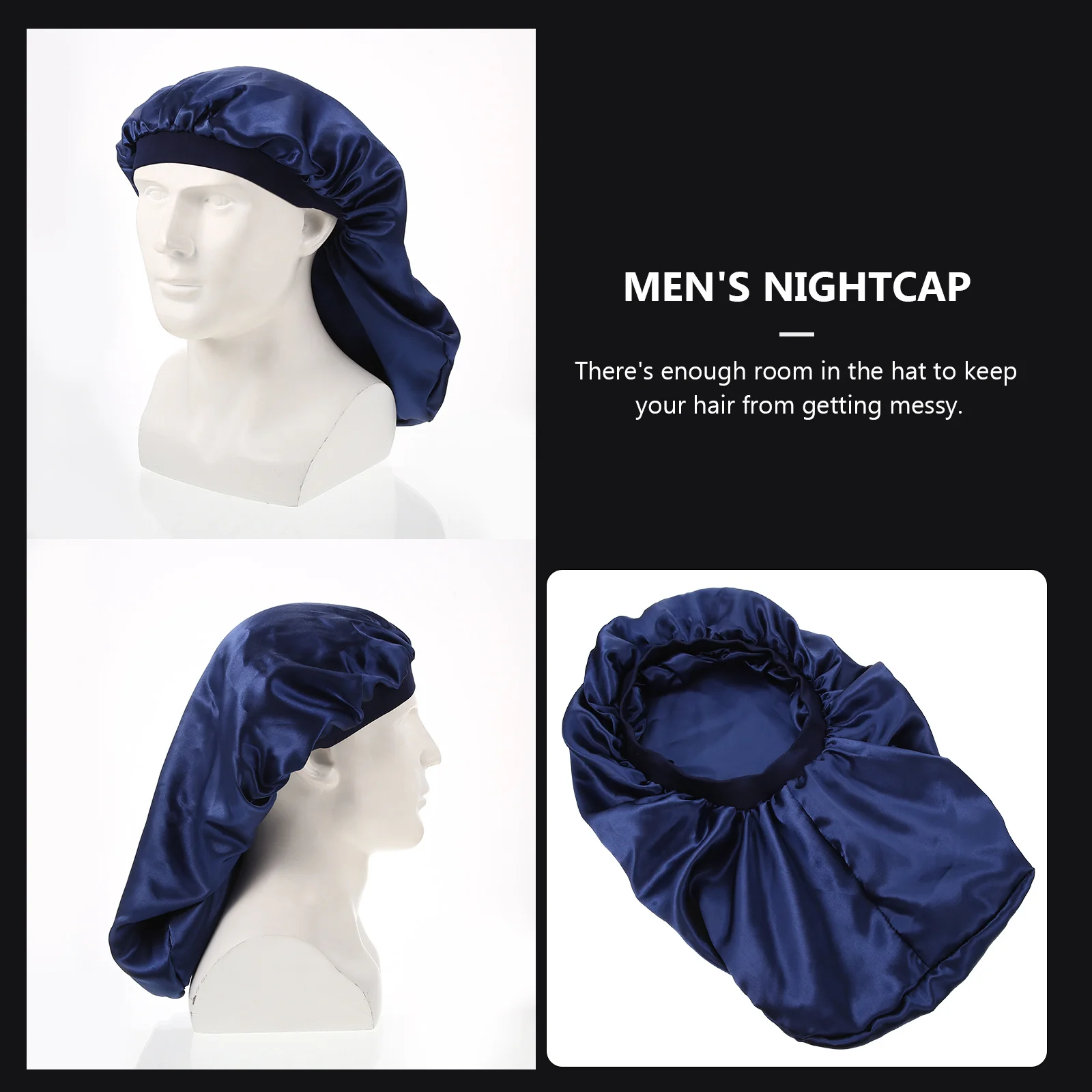 

Мужской атласный чепец с эластичным краем, однотонный, удобный, для ухода за волосами, для мужчин и женщин, для сна, головной убор-повязка