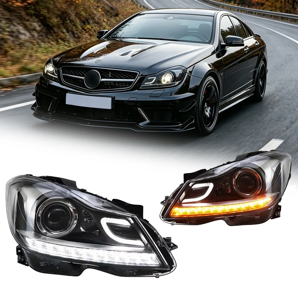 Für TYPY Autoteile: Neueste LED DRL Dual-Projektor Scheinwerfer für Mercedes W204 C-Klasse (C200, C300) Modelle 2011-2013 – Modifiziertes Autozubehör