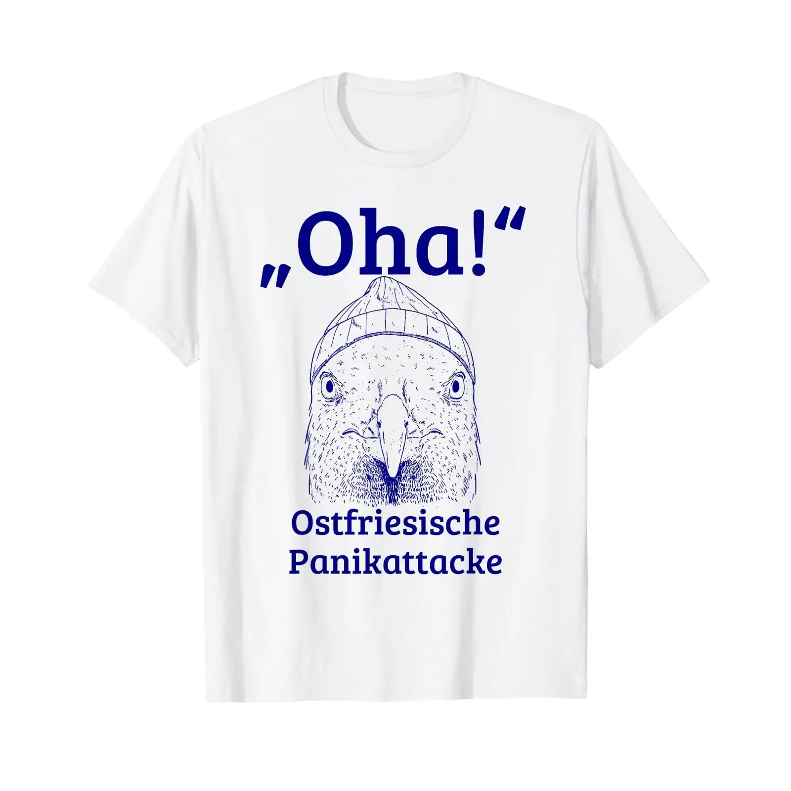 Camiseta Oha East Frisian Panic Attack con texto en alemán para frisianos, blanca, vintage, lavada, cómoda, versátil, elegante, para hombre