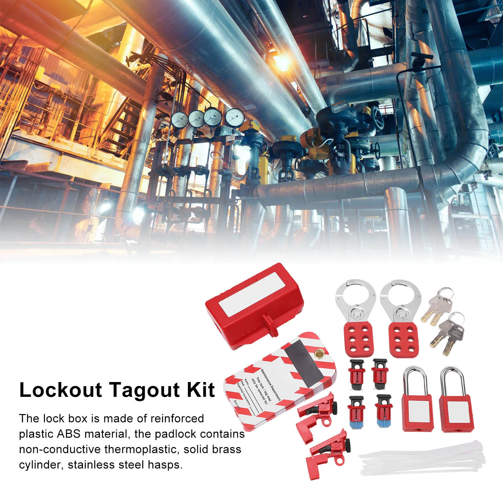 Electrical Circuit Breaker Lockout Tagout Kit Safty Padlock Loto Tags Hasps Set for Industrial Chemical