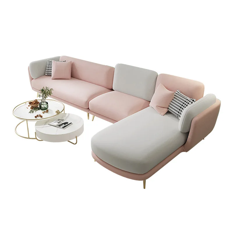 Sofa combination size L-shaped corner Italian simple multi-color fabric sofa