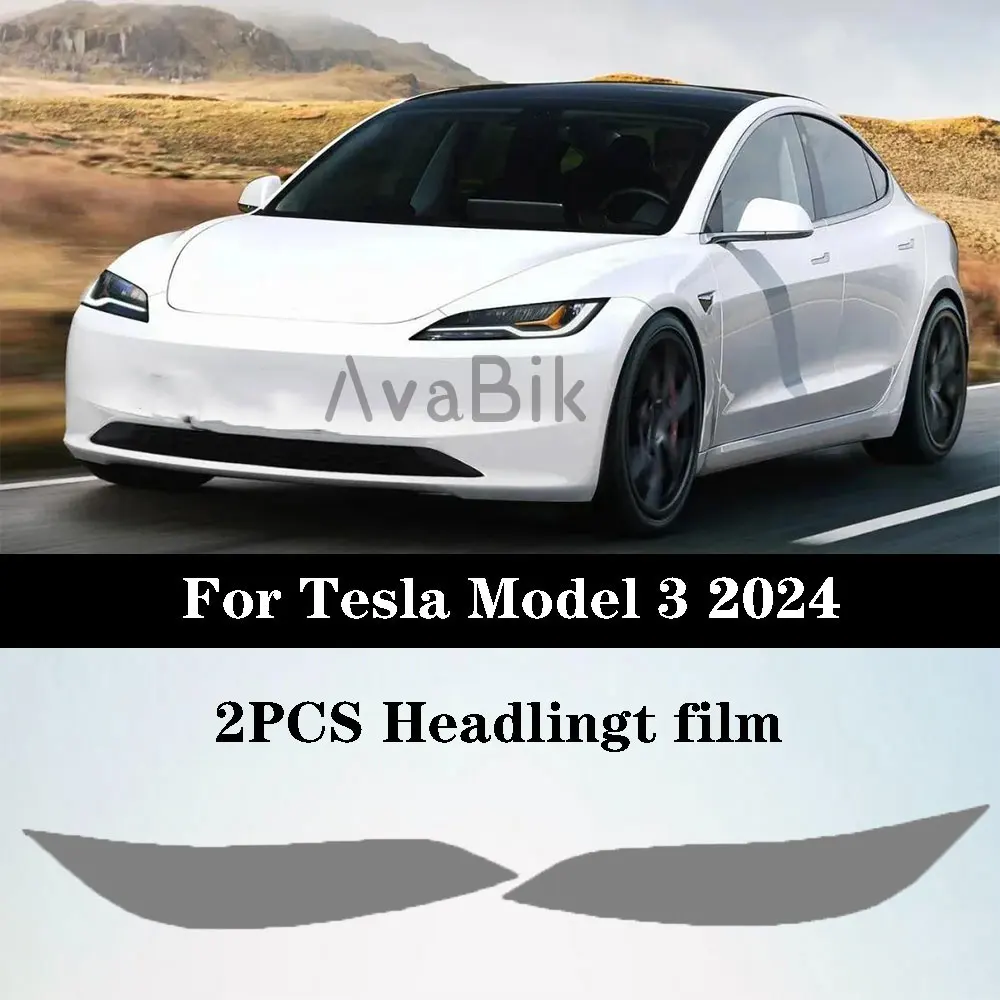 Pre-cutting Headlight Taillight Protective Film For Tesla Model 3 Highland 2023 2024 Headlamp Taillamp Black Color Changing Film