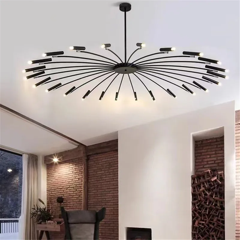 

Минималистичная потолочная люстра с черным пятном, светодиодная лампа-паук для гостиной, светодиодная металлическая регулируемая дизайнерская лампа для спальни с длинным кронштейном