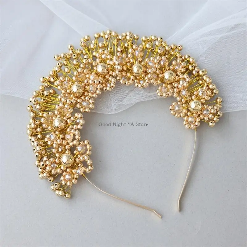  Practical Flower Pearls Hairband with Delicate Diamonds for Women Evening Event