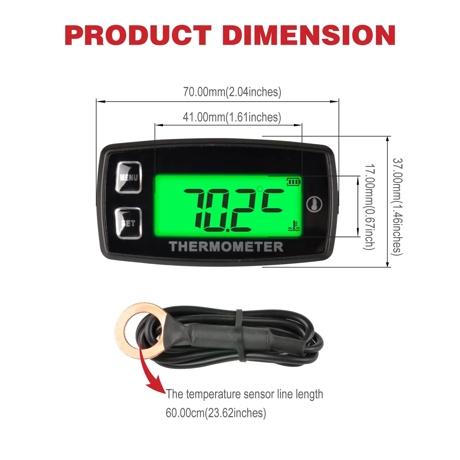 Digital TEMP METER Thermometer Temperature Meter for Tractor ATV UTV Motorcycle Engine Generator Water Oil