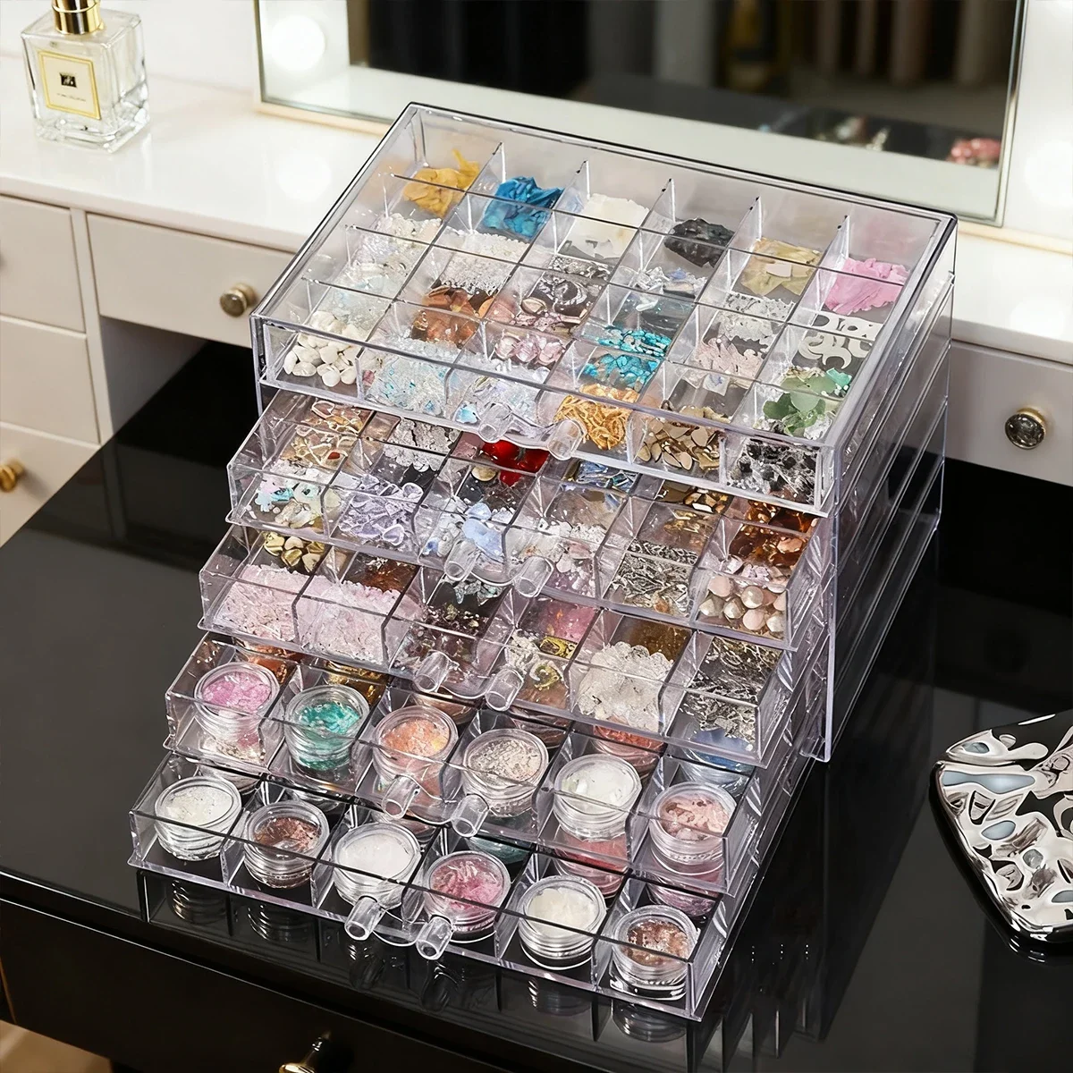 3-120grid Drawer Style Bead Storage Box Handmade DIY Materials Jewelry Box Multi-Grid Classification Elegant Accessories