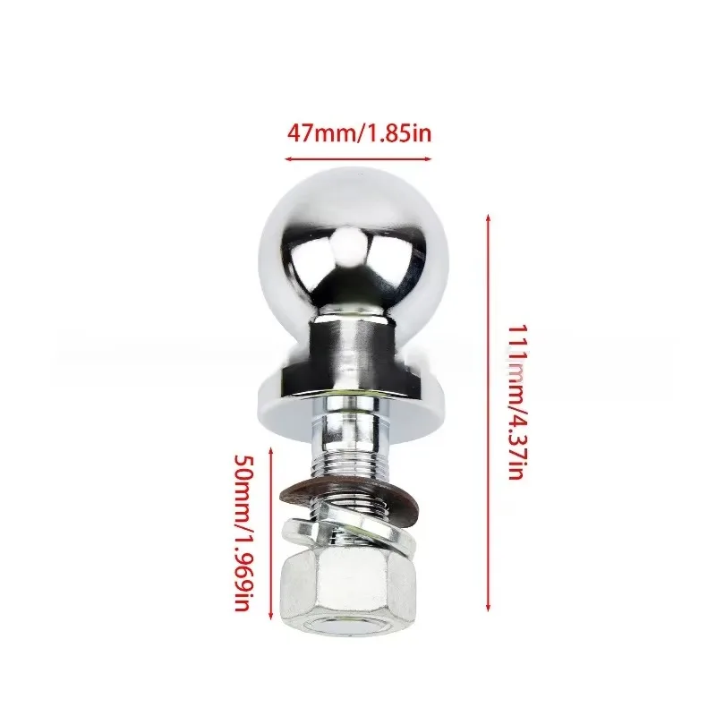 Hoc para montaje De enganche cromado De 50mm, vástago De bola De remolque, capacidad De diámetro, piezas De remolque, RV, Camper, caravana, Bola De Remolque Con