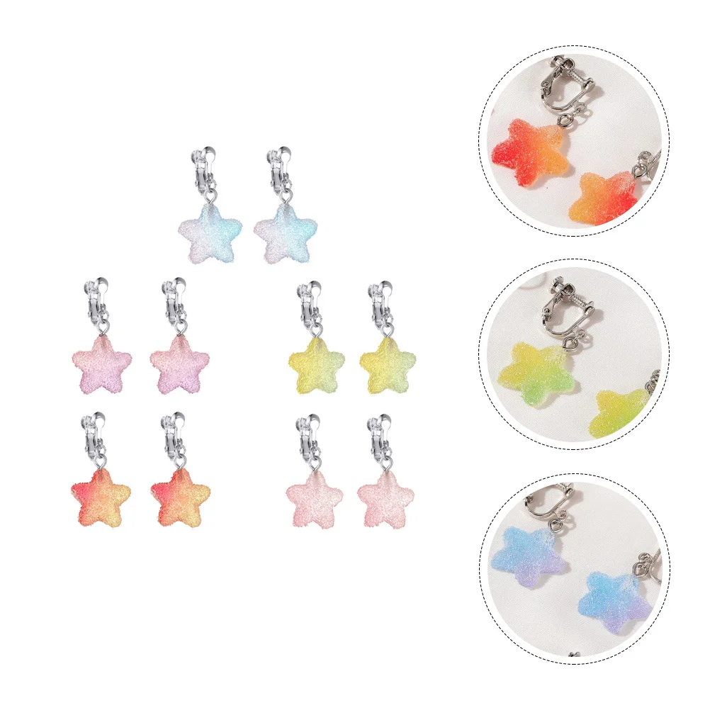 5 paia di orecchini a forma di stella creativi, ciondolo delicato per donne e ragazze, adorabili decorazioni per l'orecchio, feste di compleanno, festival, regalo, moda durevole