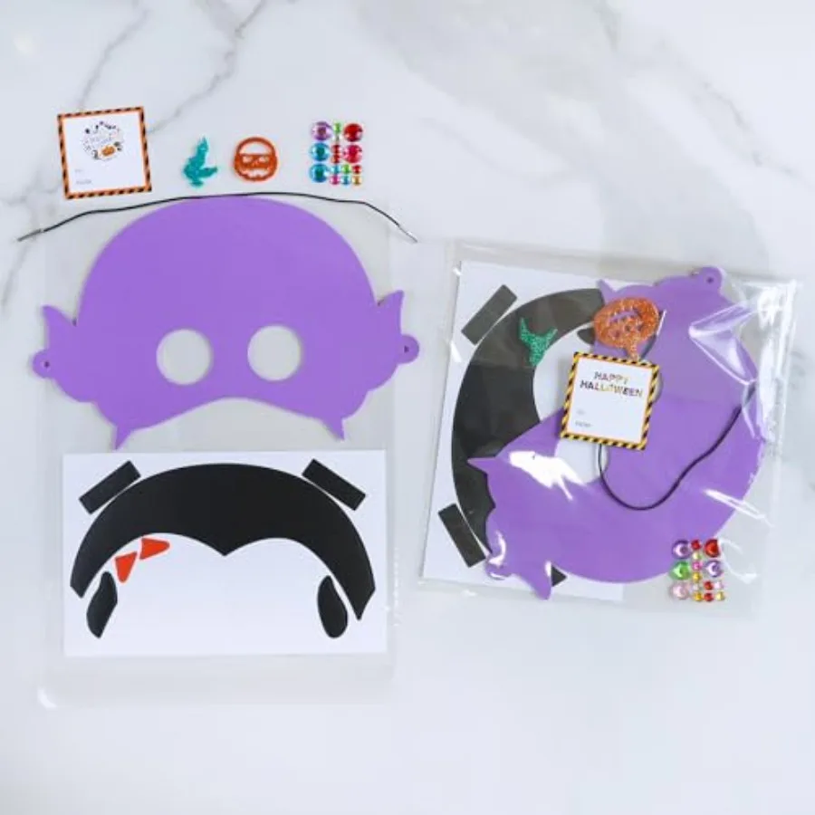 مجموعة وينلين 24 من أقنعة الهالوين مجموعات حرفية لأنشطة الفصول الدراسية والحفلات أقنعة وجه إسفنجية ذاتية الصنع مع شبح مونستر مام #5