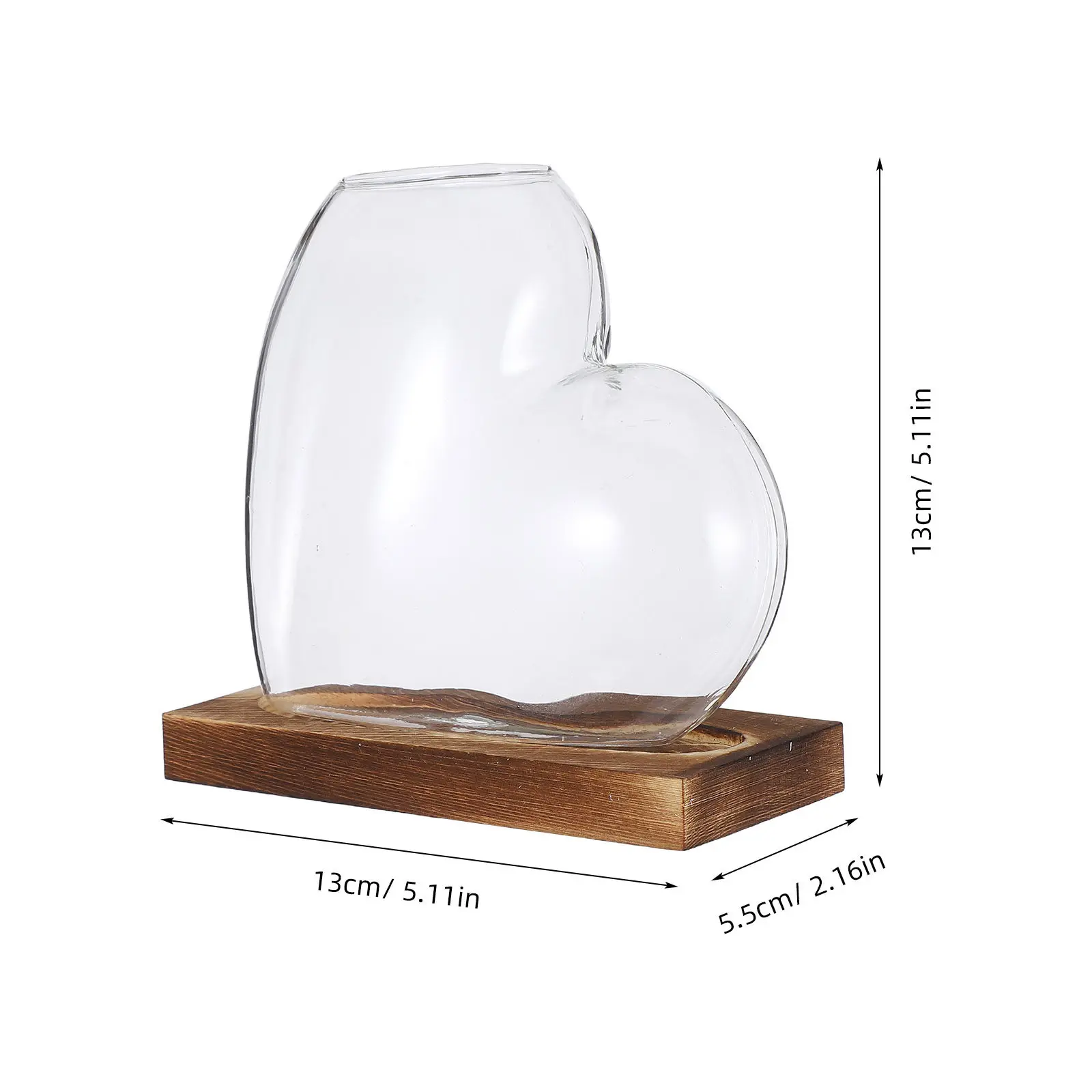 Hydroponic Glass Vase with Wooden Base Plant Propagation Station for Desk Shelf Home Table Decoration Creative Hydroponic Vase