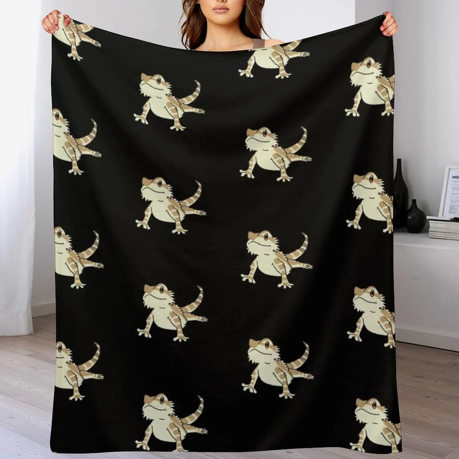 Cute Bearded Dragon Throw Blanket Loose Blankets For Bed Bed linens anime Blankets