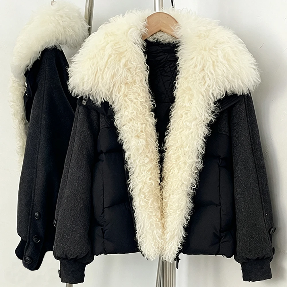 Women's Thermal Down Jacket Fur Collar Quilted Waterproof Puffer Coat City Fashion Natural Fur Jacket Commuting Cold Weather