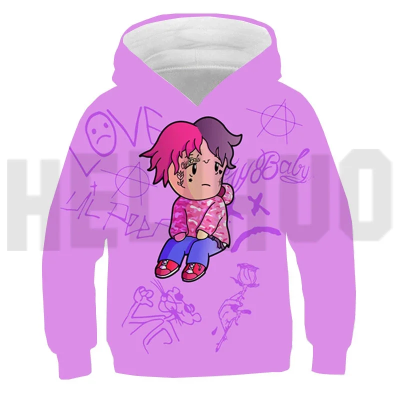 2-14 Years Kids Baby Rapper Lil Peep Anime Hoodie Casual Sweatshirt Fashion Tracksuit Boys Cartoon Clothes 3D Lil Peep Pullovers