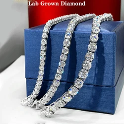 5mm&3mm Lab Created Diamond (CVD hpht) Tennis Line Bracelet 14K Solid White Gold/925 White Silver 18cm