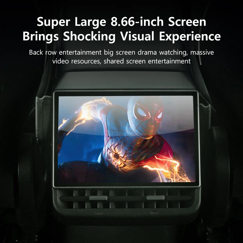 8.66 inch Rear Display Screen for Tesla Model 3 2017-2023 Model Y 2019-2024 4G 64G Rear Entertainment Display Support
