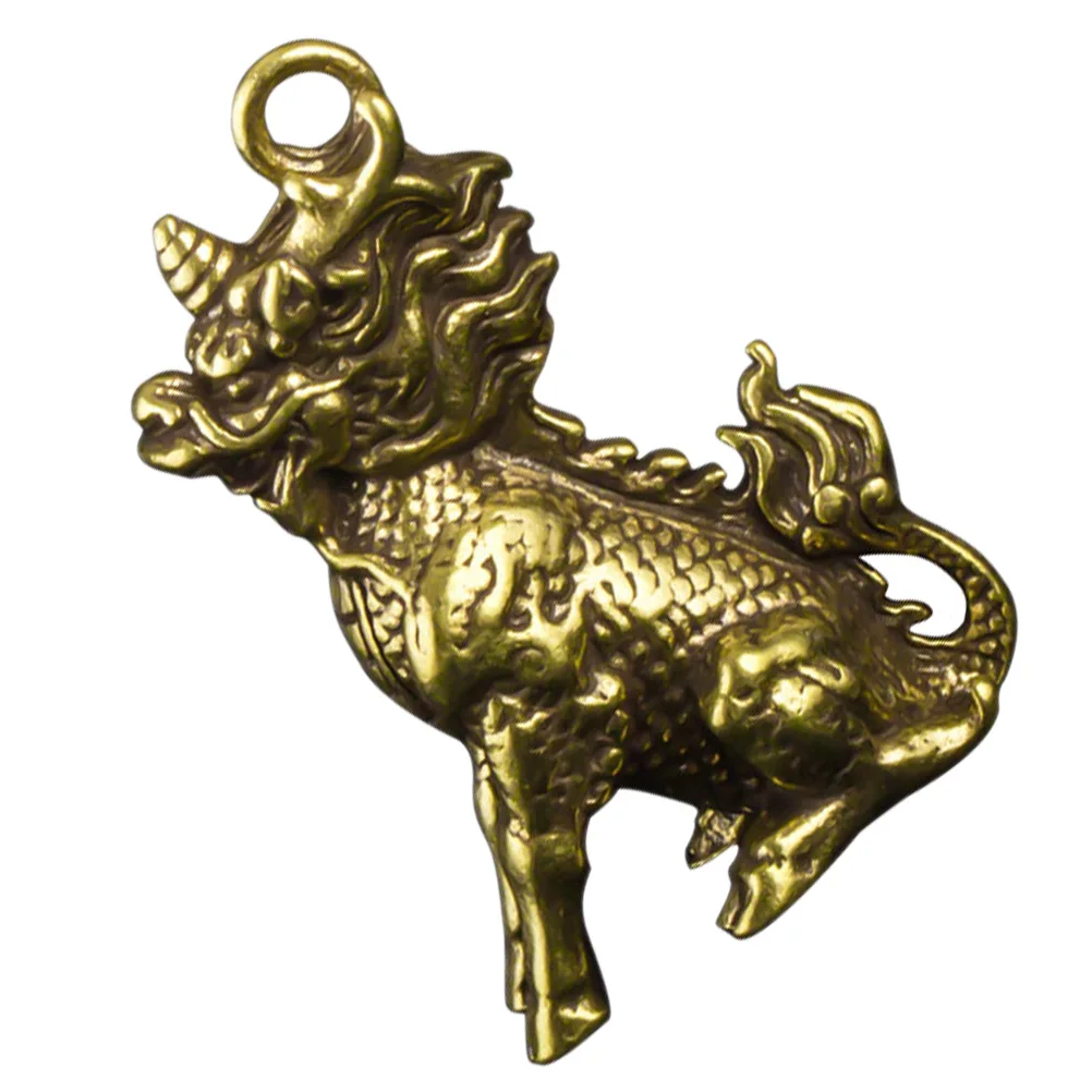 

Creative Brass Kylin Pendant Durable Material Long Time Use Bag Car Key Decoration DIY Hanging Ornament Small Desktop Decor