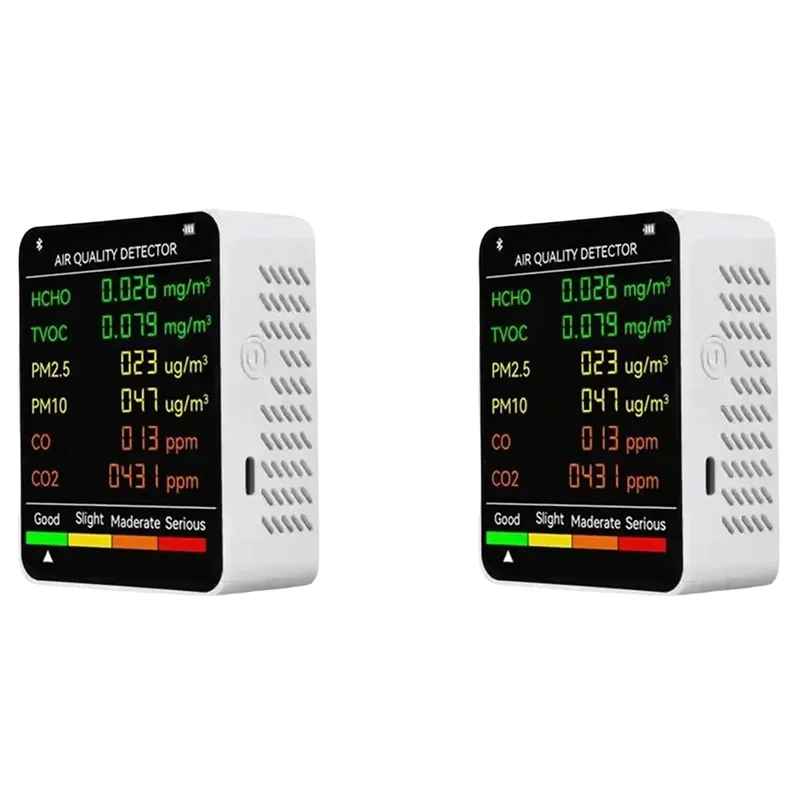 ABCA-2X 6 في 1 متعدد الوظائف جهاز اختبار جودة الهواء شاشة الكريستال السائل المنزل داخلي مكتب الحائط جهاز اختبار جودة الهواء
