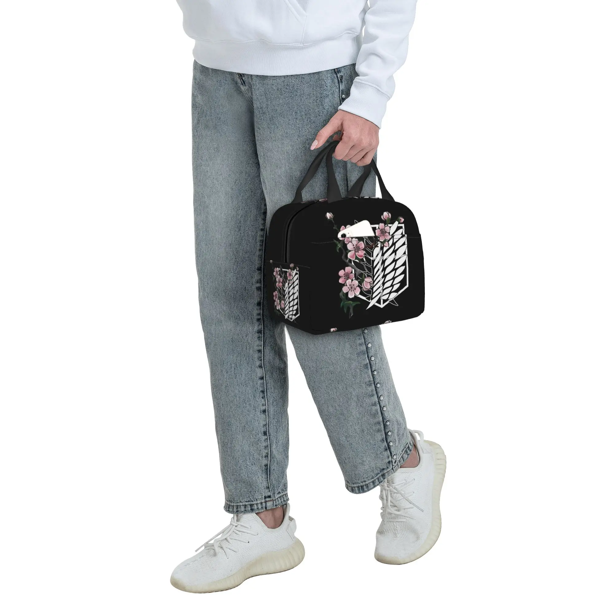 Attacks on Titans Portable Lunch Boxes Women Cartoon Movie Terrifying Giant Cooler Thermal Food Insulated Lunch Bag Office Work view 5