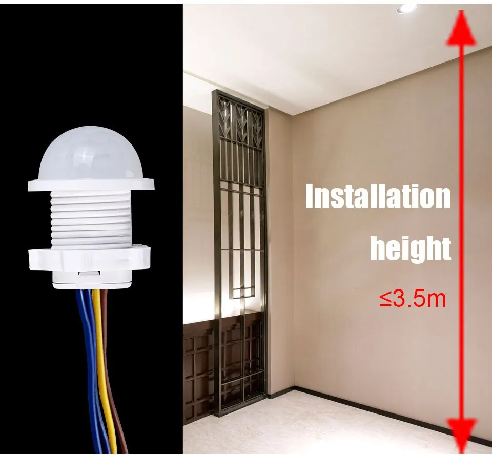 1/2/5 Stück Intelligenter PIR-Sensor-Detektor-Schalter, Infrarot-Bewegungsmelder für Automatisches Ein-/Ausschalten, 110V 220V, für LED-Lampen, Deckenleuchten und Panelleuchten – Detail 4