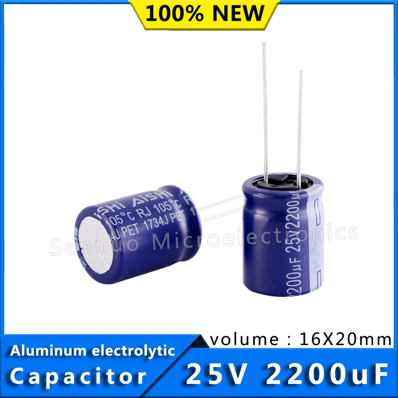 5/Pcs 2200uf 25v 105 degrees celcois 16X20 High Frequency Low Resistance Aluminum Electrolytic Capacitor 25V 2200uF 16*20mm