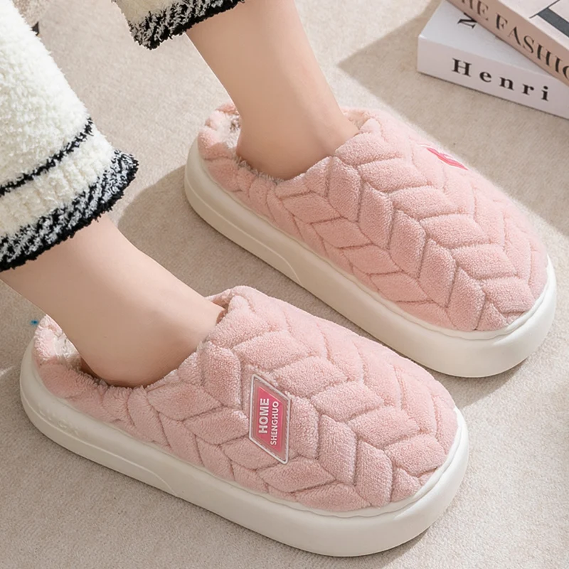 لينة سميكة القاع رقيق الفراء شبشب منزل النساء 2025 شتاء دافئ طويل أفخم عدم الانزلاق النعال المنزل زوجين القطن الشرائح 45 #6