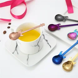 1PC Stainless Steel Cute Cartoon Guitar Spoon Creative Milk Coffee Spoon Ice Cream Candy Teaspoon Accessories Little Spoon