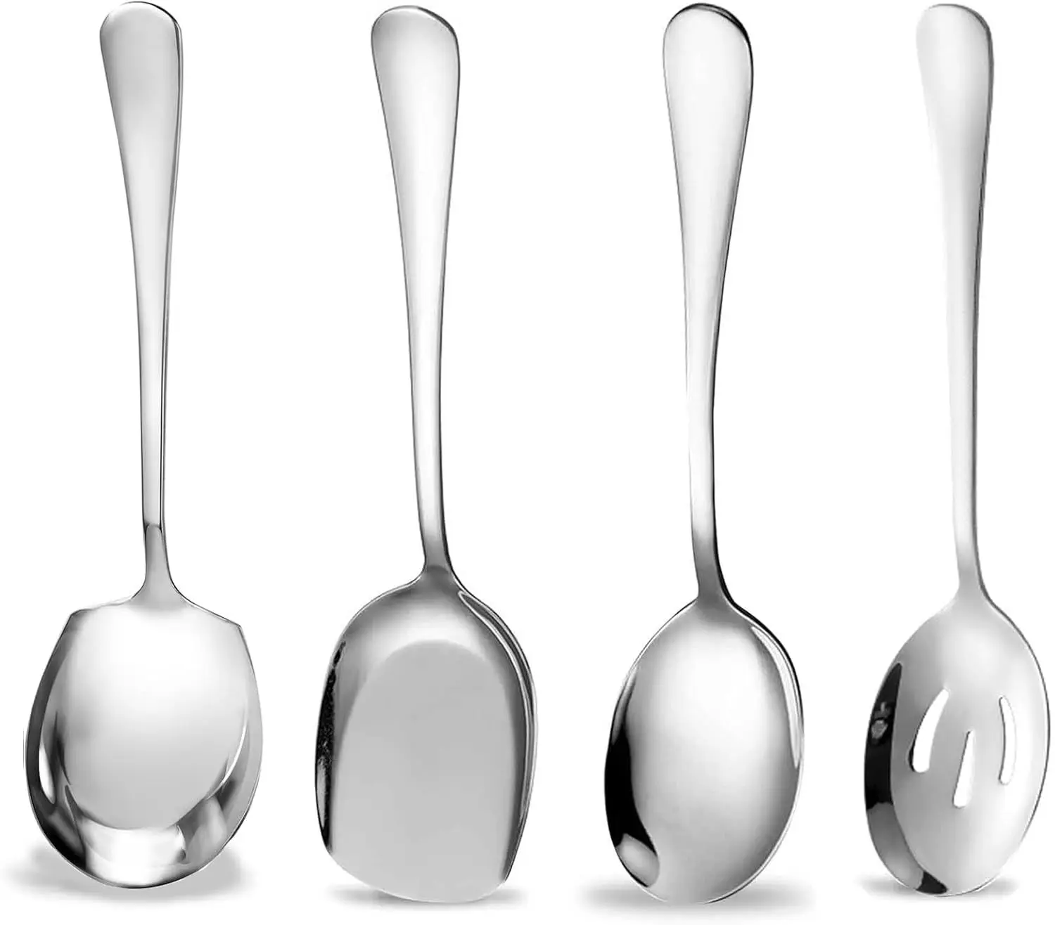 

4Pcs Stainless Steel Serving Spoons Heavy Duty Slotted Perforated Kitchen Restaurant Buffet Use Service Public Spoon