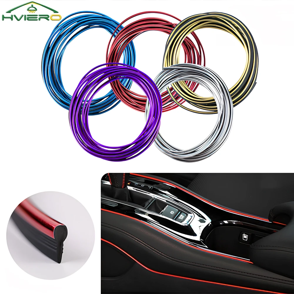Car Moulding Decoration Flexible Strips 5M Interior Auto Mouldings Car Cover Trim Dashboard Door Edgein Car-styling Universal