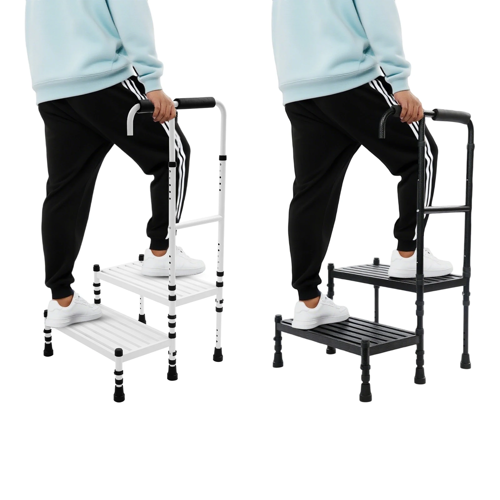 RV الدرج قابل للتعديل درابزين خطوة البراز 61-76 سنتيمتر ارتفاع الطابق الدائمة الكربون الصلب مساعدة البراز مع أقدام عدم الانزلاق لكبار السن #2