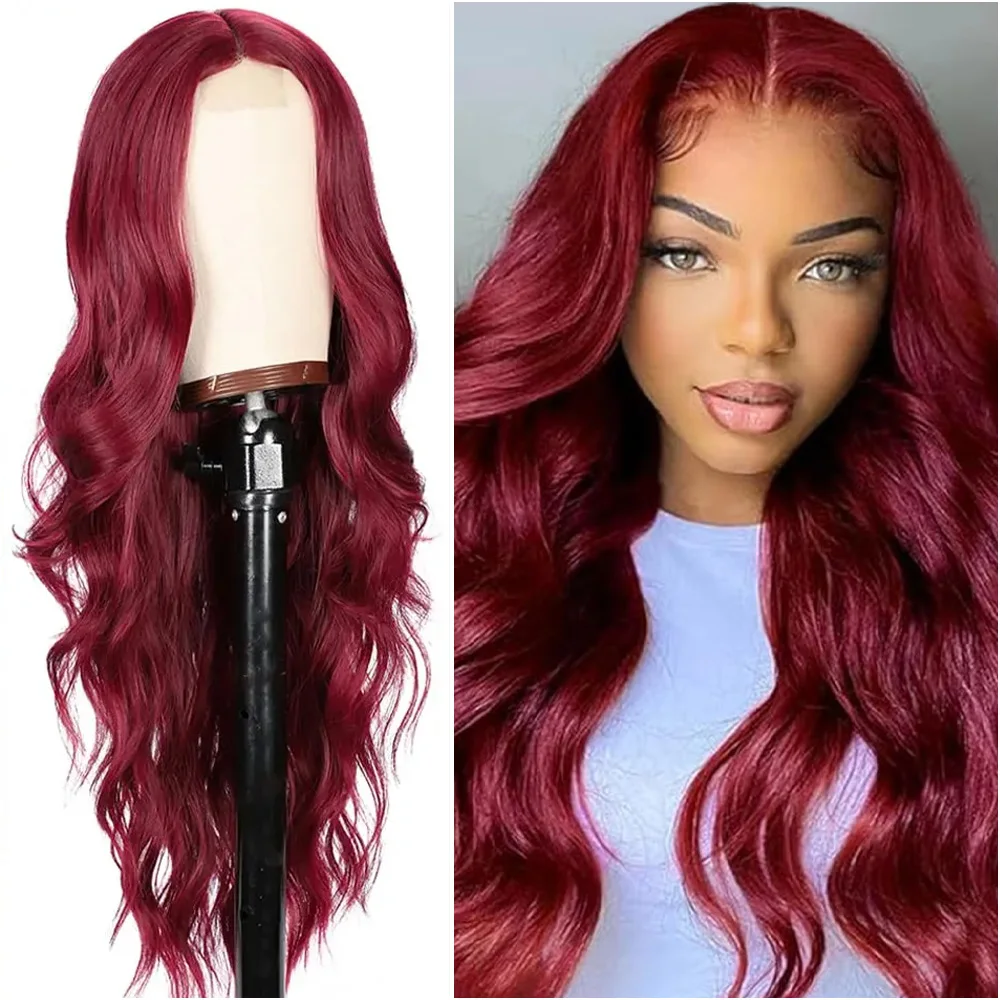 

200% 99J Burgundy Lace Frontal Wigs 13x6 Body Wave HD Transparent Lace Front Wig 100% Human Hair Pre Plucked Brazilian For Women