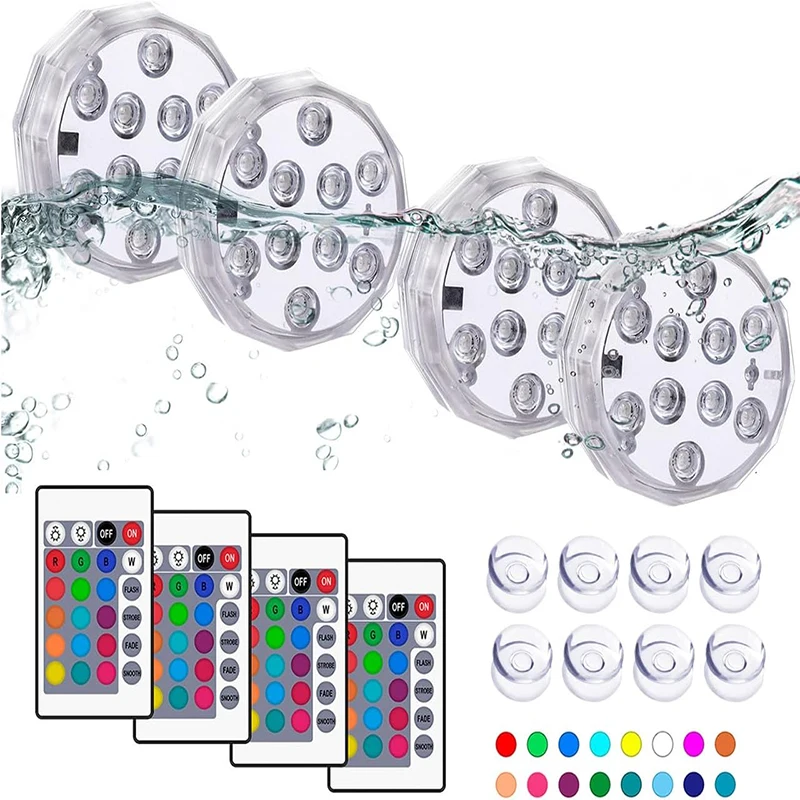 

10Led Swimming Pool Light Remote Control RGB Dive Fish Light LED Underwater Lamp Ship/Car Decorative Lamp for Vase Aquarium