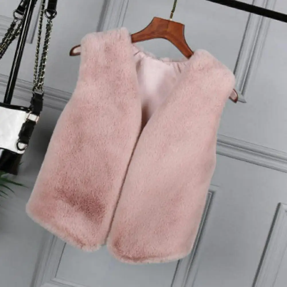 Women Sleeveless Vest Autumn Winter Faux Fur Fashion Plush Streetwear Imitation Fur Thicken Open Stitch Women's Short Vest Coat