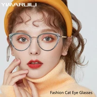 YIMARUILI, gafas con bloqueo de luz azul y ojo de gato, montura para mujer, gafas graduadas ópticas de aleación ultraligeras Retro a la moda 87007