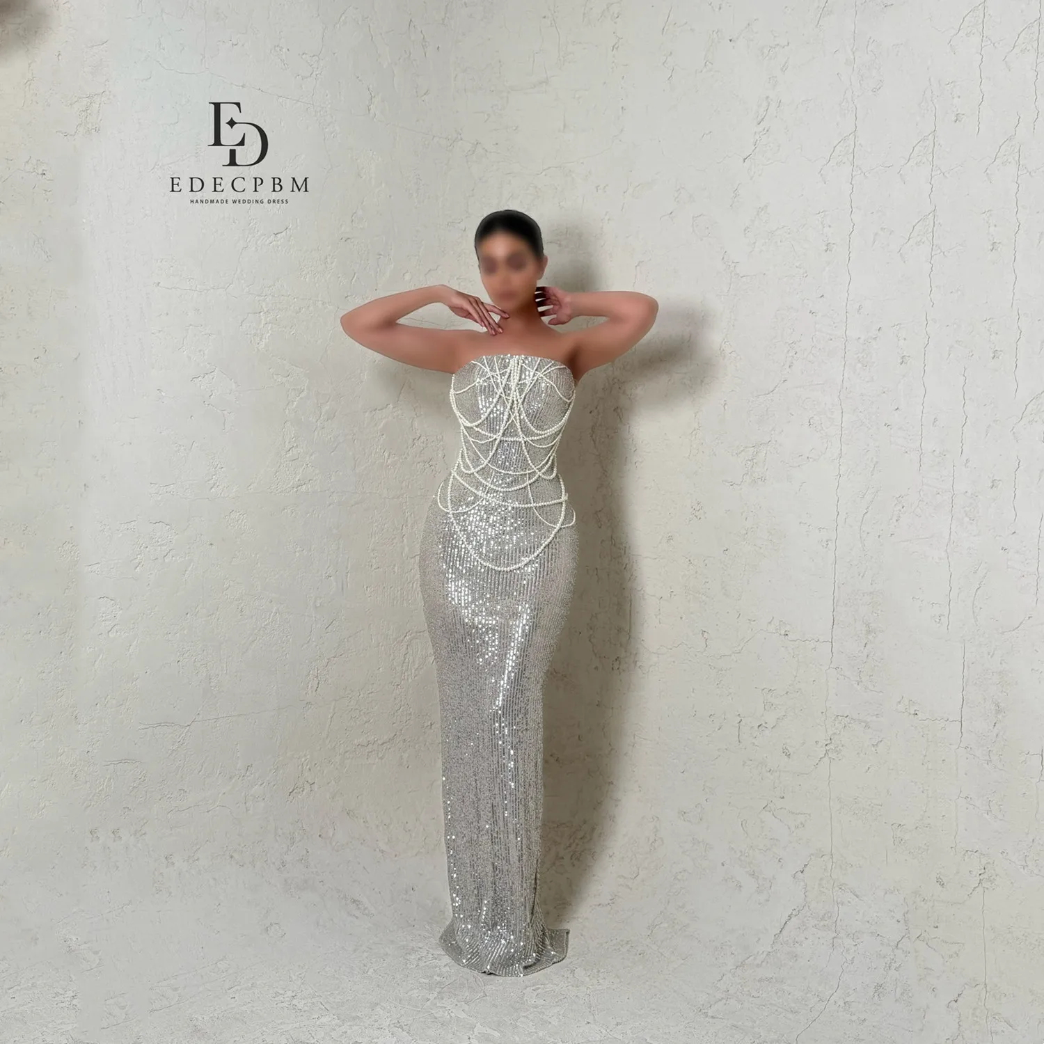 

EDECPBM Customized Prom Dresses 2025 فساتين سهرة Vestidos De Noche Guest Wedding Evening Dresses Beads Mermaid Grey Luxurious