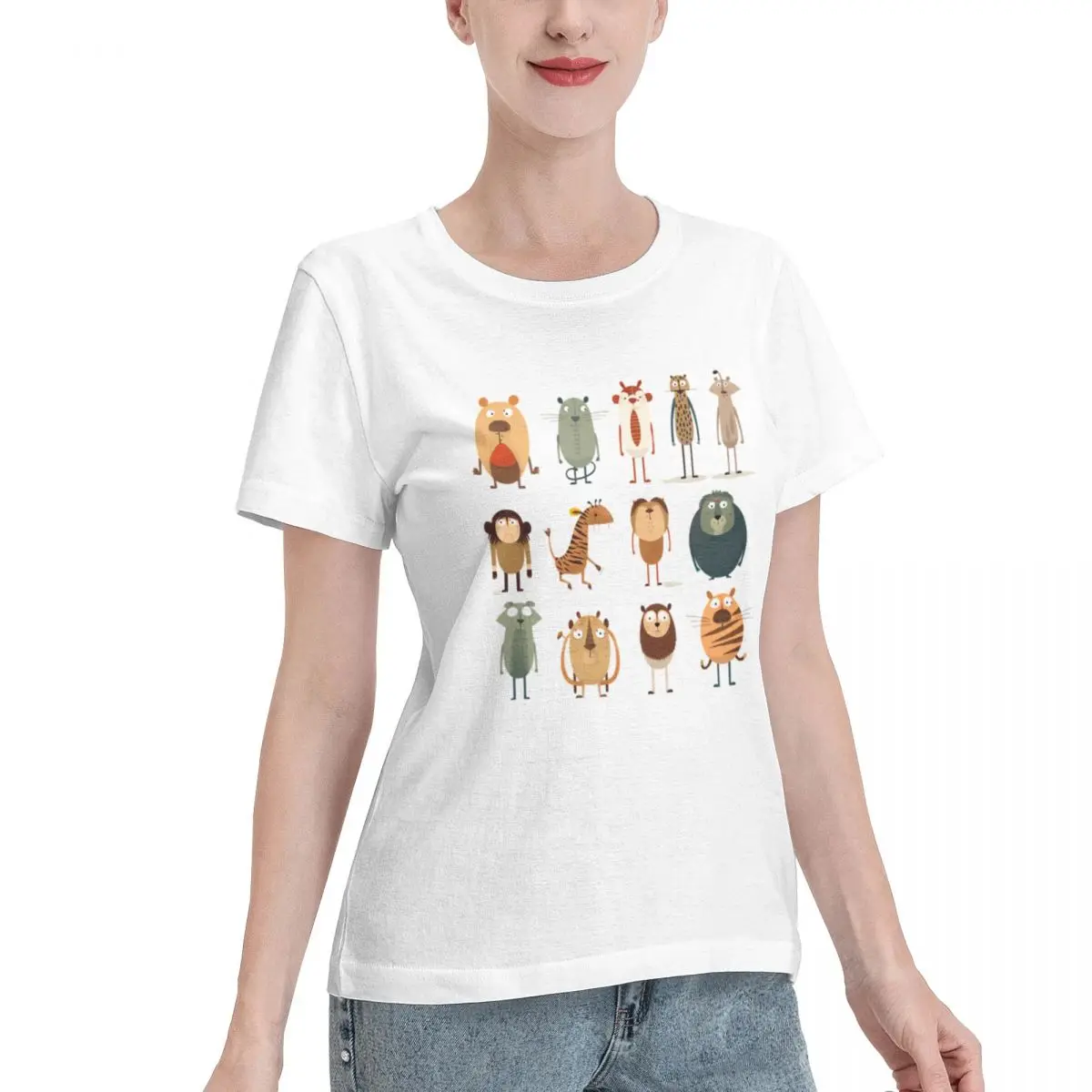 High Quality Lions And Tigers And Bears And Monkeys And Women's T-shirt Elegant Vintage Women Top