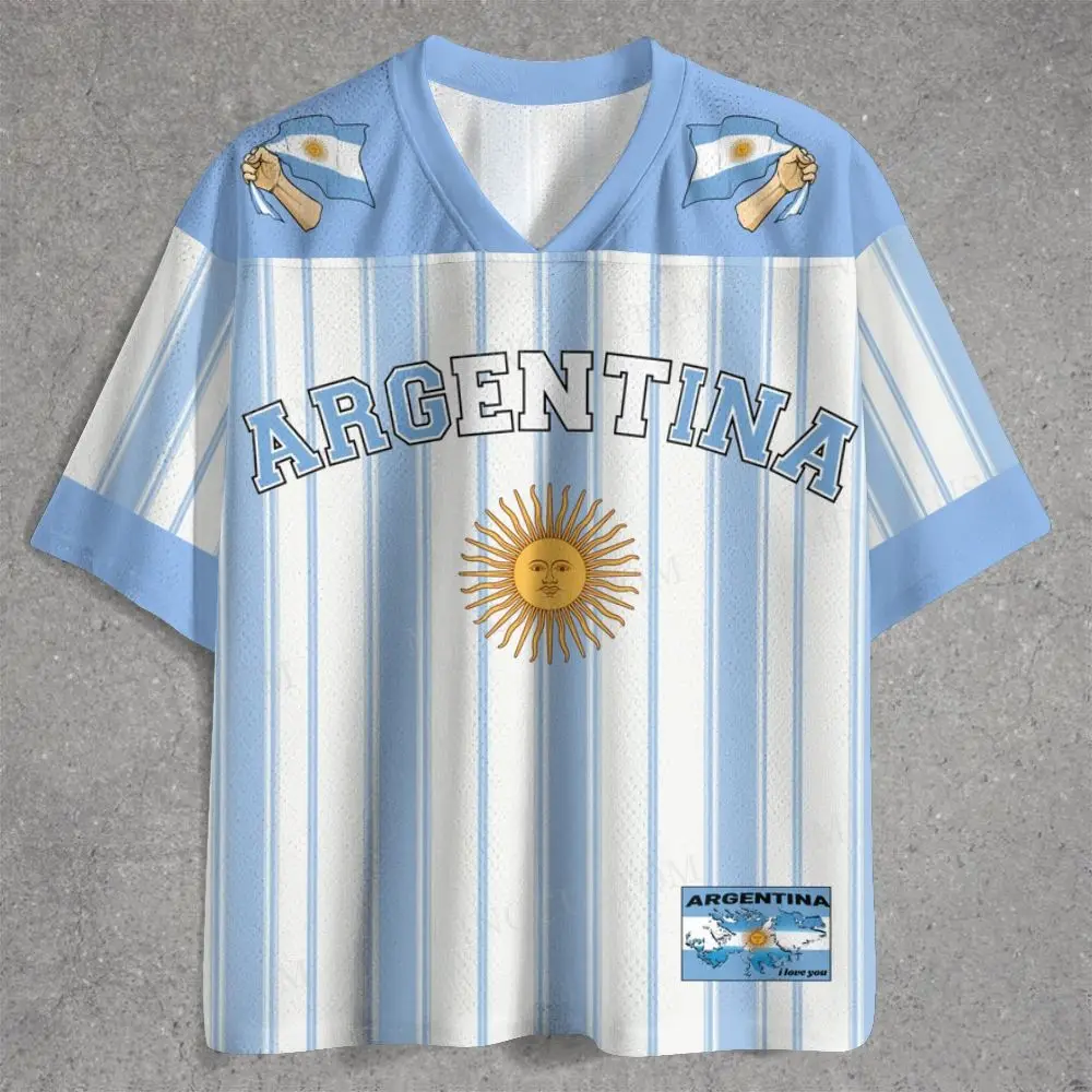 2026 New Argentina No.10 Football Shirt Children's Retro Sun Printed Striped T-shirt Breathable Casual Football Fan Street Top