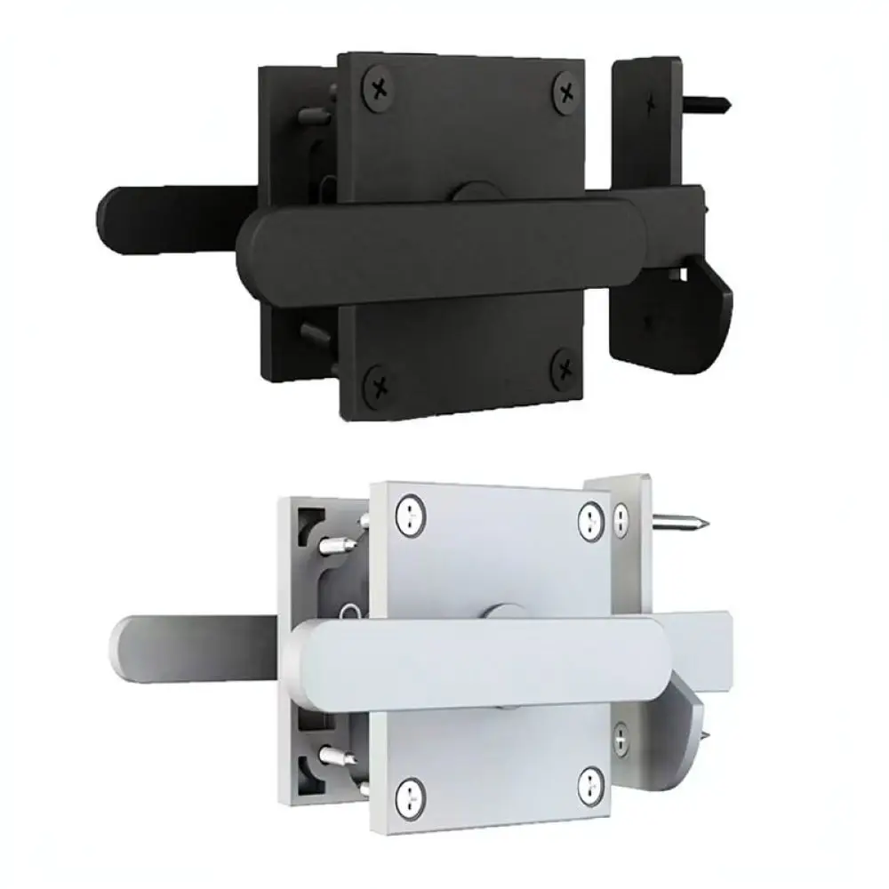 Outdoor Wood Gate Latch Double Sided Handle Black Aluminum Hardware For Sliding Barn Doors Heavy Duty Security Pull