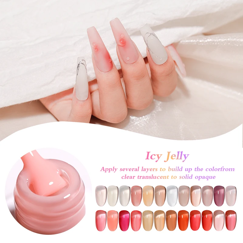 3 in 1 Gel Polish 24 Colors Set UV/LED Gel Rubber Base Coat Nail Art Structure Gel Nail Polish Kit Nail Supplies
