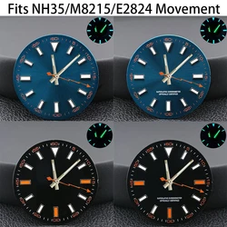 Size 28.5MM watch dial blue-green illuminated dial hands fits for NH35/M8215/E2824 watch movement accessories watch parts