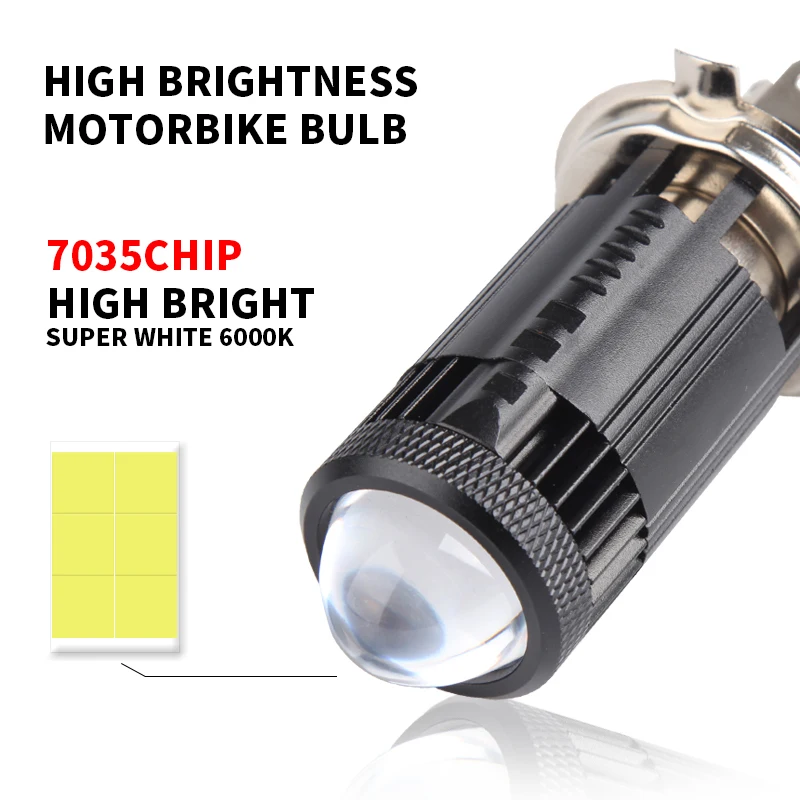 Bombilla Led para faro delantero de Moto, luces antiniebla de 12V, H4, 30W, 10000LM, 7035 Chips, blanco, Hi Lo, 1 piezas