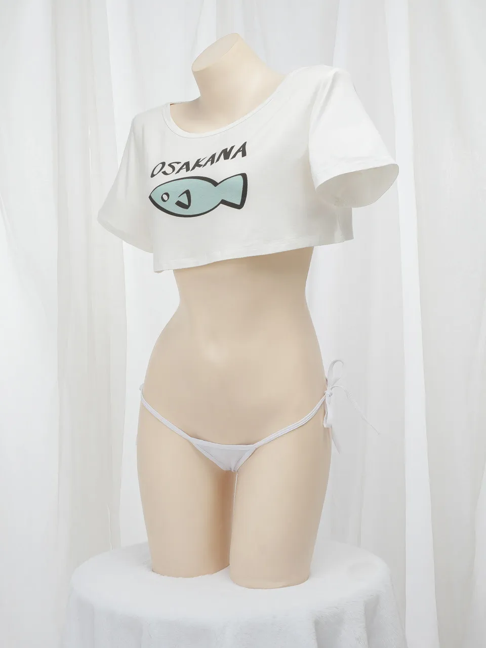 120cm-160cm Soybean Powder Cat Girl Super Short T Two-dimensional Short T-shirt Short Sleeve Sexy Cute Loungewear Pajamas