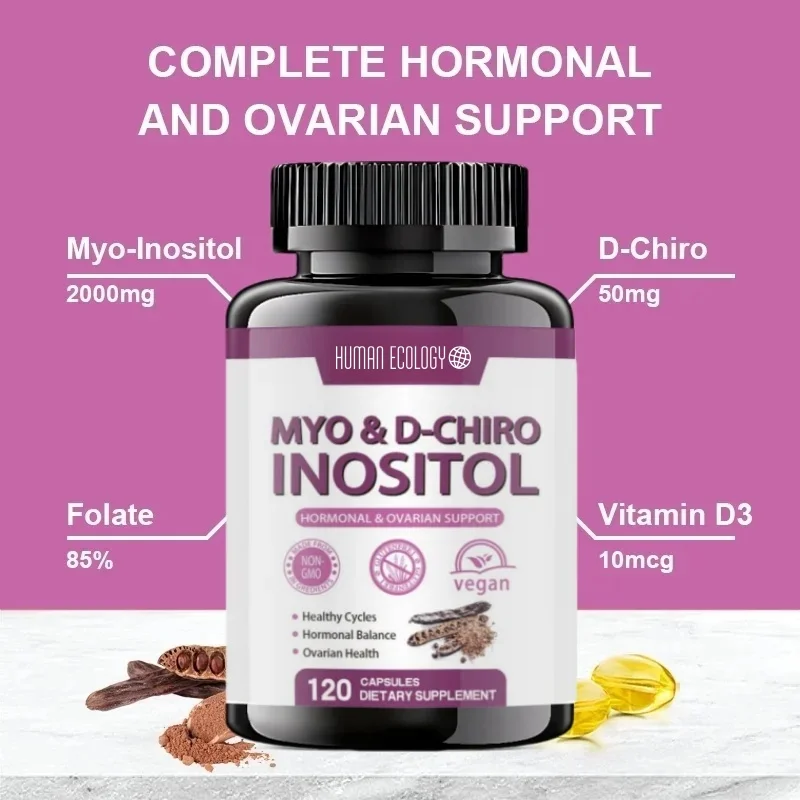 Myo-Inositol&D-Chiro Inositol Capsule with Folate Supports Ovarian Function,Hormone Balance,Fertility Supplements for Women